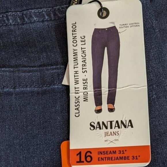 BOGO Santana Tummy Control Jeans Slim Leg Mid Rise Size 16 Blue inseam 31 - Picture 1 of 2